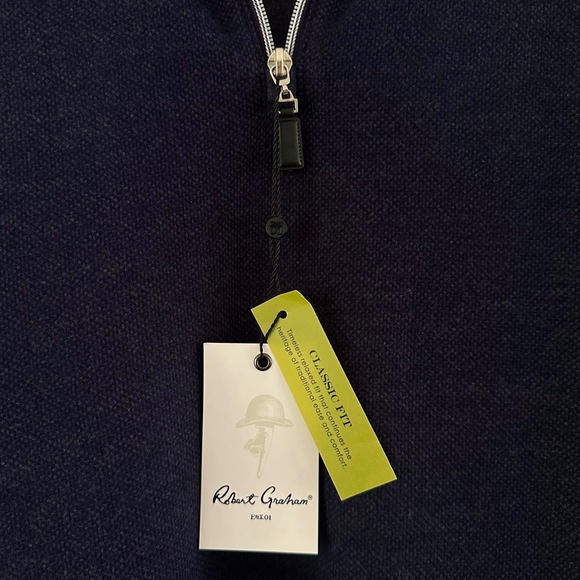 Robert Graham Eggleston 1/4 Zip Pullover Purple Blue Men’s Size Medium NWT - Picture 8 of 13